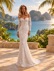 Rochie de mireasa J-1140 cu corset in V