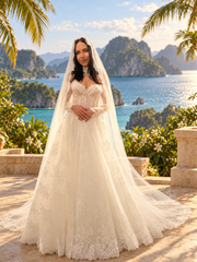 Rochie de mireasa J-1122 cu talie in V