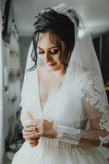 Voal de mireasa cu margele 1.5m